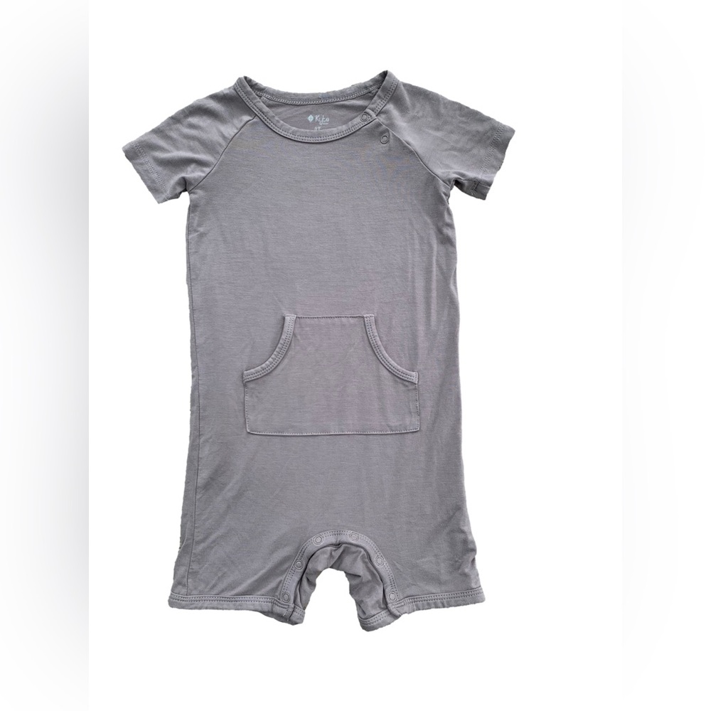 Kyte Baby Size 3T Stone Gray Shortall One Piece Neutral Bamboo Romper